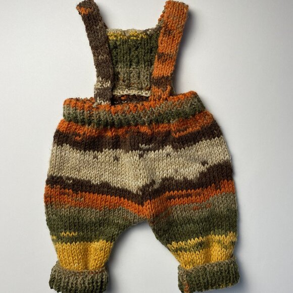Handmade Cable Knit Stripe Overalls 6 Months - Picture 5 of 7